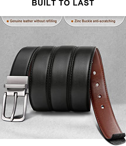 BULLIANT Ceinture Homme, En Cuir Reversible Ceinture 30mm,une ceinture de renverser deux couleurs,Taille Ajustee - Noir/Brun Foncé - 100cm/30 -32 taille réglable - Image 3