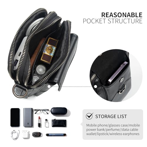 Image of Augus Genuine Leather Small Crossbody Messenger Phone Bag for men's