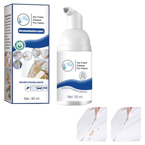 Trockenreiniger für Kleidung, Trockenpflege Fleckenentferner, Trockenschaumreiniger Dekontamination, Waschfreier Schaumreinige, Dry Foam Cleaner For Clothes, 30 ml