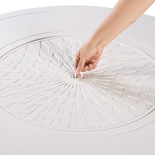 Oakland Living Round 44 In. X 44 In. Aluminum Propane Fire Pit Table With Glass Beads, Two Covers, Lid, 57,000 Btus In White Finish #TOP4