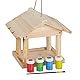 Relaxdays Vogelhaus zum Aufhängen, Vogelhäuschen Garten und Balkon, unbehandeltes Holz, kleines Vogelfutterhaus, natur