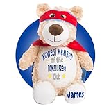 Kikilishop Tonsillectomy Recovery Gifts for Boys or Girls - Personalized Gifts for Tonsillectomy - Tonsil Removal Gift for Kids - Get Well Soon Gift for Kids After Tonsil Surgery (Superhero Teddy)