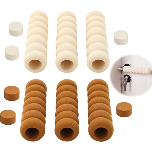 Image of 6-Piece EVA Door Handle Cover Set, Anti-Collision Wall Protector and Door Handle Stopper for Home, Soft Door Knob Guard for Kids Safety (Beige & Brown)