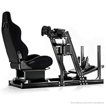 Anman Racing Simulator Cockpit with Black Seat, 8040 Aluminum Profile Frame, Supports Direct Drive, Compatible with Logitech/Thrustmaster/Moza/Fanatec DD, No Wheel Pedal Handbrake