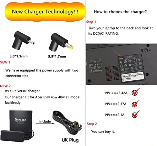 AC Charger Fit for Acer N19H2 N19C1 Aspire 5 A514 A515, A515-55 A514-52 A515-54 A515-54G A515-56 A515-56G A515-51 A515-43 A515-44 A515-45 Laptop Adapter Cord