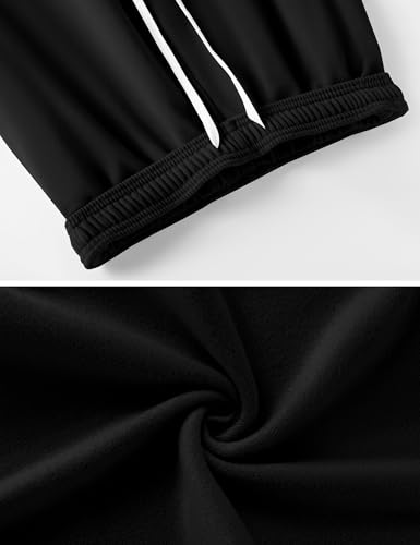 LOMON Sweatpants Women Fleece Joggers Wide Leg Sweat Pants Baggy Gym Workout Sweatpant Winter Spring Inner Drawstring Clothes with Pockets (Black, S)