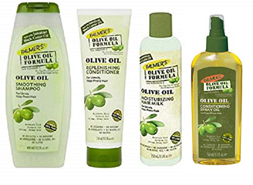 Palmer's Olive Oil Formula Haircare Set I- Shampoo 13.5oz+conditioner 8.5oz+Hair Milk 8.5+ Hair Spray Oil 5.1oz With Body lotion 1.7oz