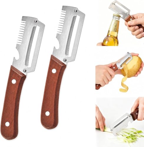 2× Peladores Multifuncionales para Cocina,Acero Inoxidable Resistente