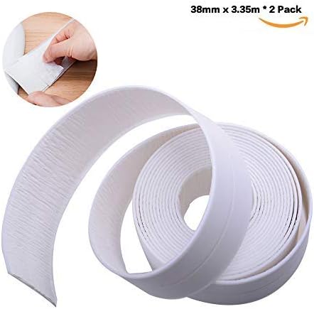 Bath Sealant Tape, 2 Pack Waterproof PE Ultra Strong Self Adhesive Bathtub Counter Caulk Strip Seal for Toilet Wall, Flexible Peel and Stick Caulking Tape, 1-1/2"X 11'(White)