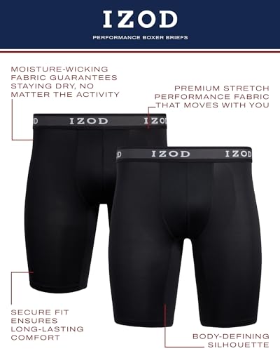 IZOD Mens Boxer Briefs - 5 Pack Performance Stretch Underwear Long Leg Boxers with Contour Pouch (Sizes: S-XL)4