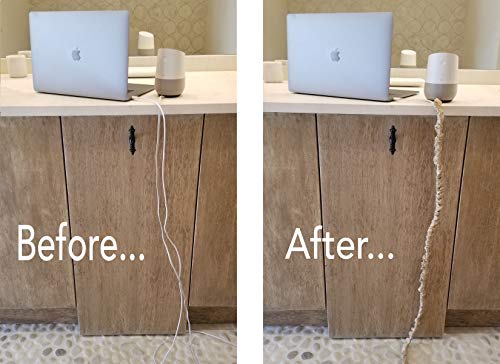 Image of Straw Tan Lamp Cord Cover Thin-Style Faux Silk 9 ft Long