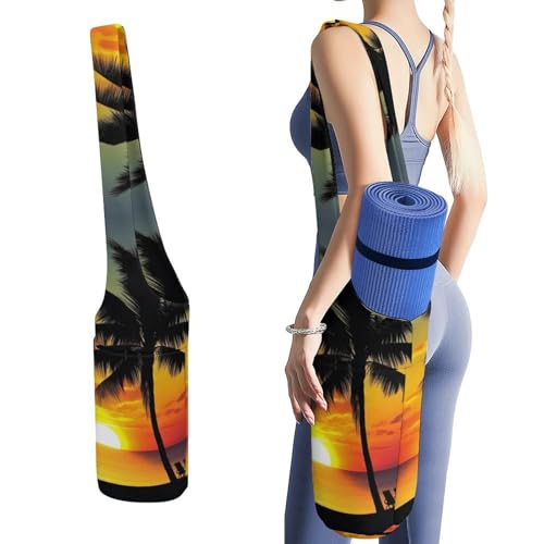 Sac de tapis de yoga en toile imprimé palmier pour homme et femme adepte de Pilates