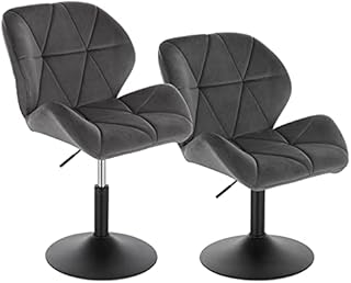 WOLTU Bar Stool Swivel Velvet Dressing Stool Modern Breakfast Dining Chair Rotatable Stool for Kitchen Counter Bistro Clinic, Dark Grey, Adjustable Gas Lift BH303dgr-2