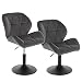 Produktbild WOLTU 2er Set Barhocker Barstuhl Barsessel höhenverstellbar Küchenhocker mit Lehne für Hausbar Küchenstuhl 360° Drehstuhl Samt Dunkelgrau 57,5x75,5-91x53 cm, BH303dgr-2