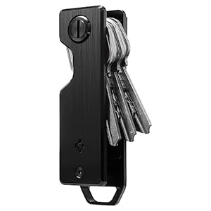 Spigen Metal Fit Key Chain Key Holder Metallic Key Organizer Minimalist Compact Keyholder with Key Ring – Black