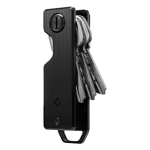 Spigen Metal Fit Key Chain Key Holder Metallic Key Organizer Minimalist Compact Keyholder with Key Ring - Black