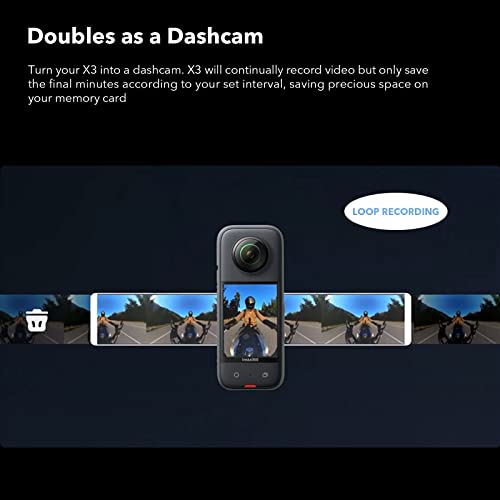 Insta360 X3 - Waterproof 360 Action Camera With 1/2" 48Mp Sensors, 5.7K 360 Active Hdr Video, Bundle With Invisible Selfie Stick, Lens Cap, Carrying Case, Screen Protector #TOP3