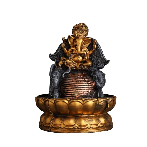 DECORWALE Tabletop Water Fountain,Environmental Resin Meditation Fountain,Desktop Fountain,Indoor Waterfall Feature with LED Light for Home Office Decor Relaxation- 18 x 18 x 25 Centimeters