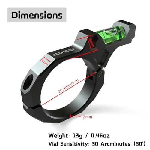 Miniatura 5 de Nivel De Burbuja De Precisión Agshoot, Sistema Anti-Inclinación Para Tiro De Larga Distancia Y Competición Compatible Con Tubos De 25,4mm - Indicada Únicamente Para Actividades Deportivas