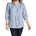 NY Collection Women's Solid 3/4 Sleeve Top with Roll Up Y Neck Hi Low Hem