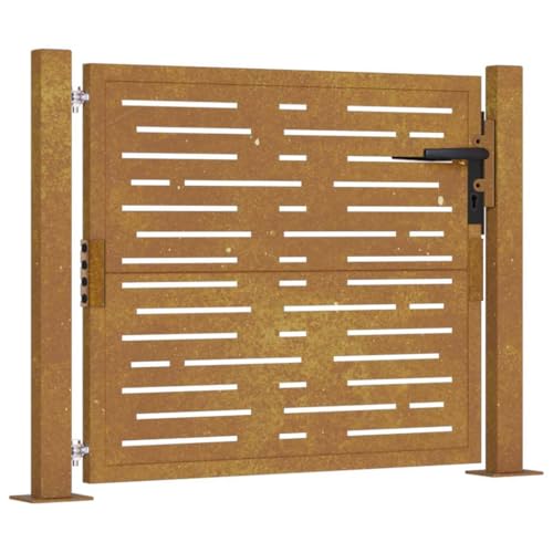 vidaXL Cancello da Giardino 100x75 cm in Acciaio Corten Design Quadrato, cancello, cancello in Acciaio, cancello da Esterno, cancello di Sicurezza