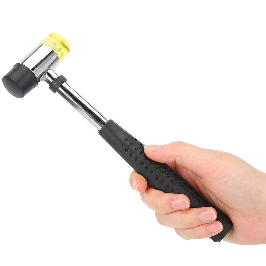 CABLEPELADO Martillo de goma de doble cara de instalación, Martillo de mazo, Martillo suave, Maza de goma, Martillo de impacto suave, Martillo de cabeza desmontable, 25 mm diámetro cabeza