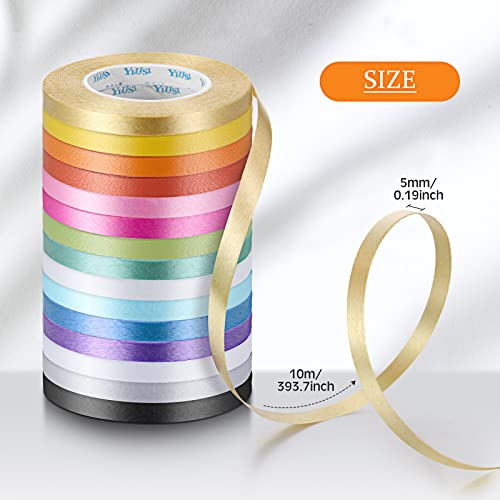 15 Rolls Curling Ribbon For Gift Wrapping, Assorted Colors, Balloon String Ribbon For Bows Presents Florist Flowers Girls Hair Wedding Party Curly String Decorations, 11 Yards Per Roll, 0.2 Inch Wide #TOP2