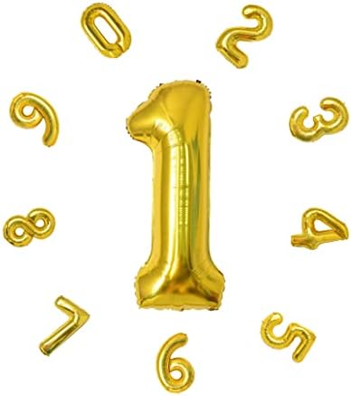 40" Number Balloons,Colorful Helium Number Birthday Balloons,Self Inflating Number Balloons,Foil Balloon for Birthday Party,New Year Decoration,Anniversary Decoration,Company Celebration (Blue #1)