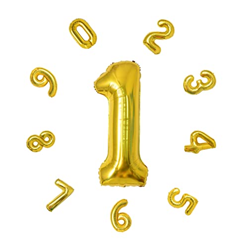 40" Number Balloons,Colorful Helium Number Birthday Balloons,Self Inflating Number Balloons,Foil Balloon for Birthday Party,New Year Decoration,Anniversary Decoration,Company Celebration (Gold #1)