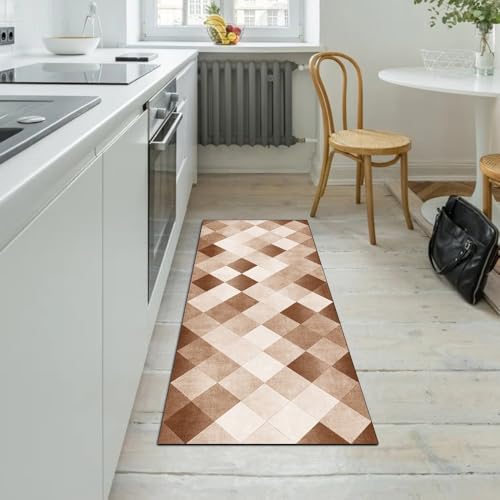 Alfombra de cocina antideslizante y lavable de pasillo con diseño patchwork largo 5