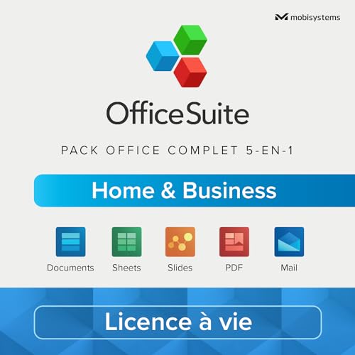 OfficeSuite Home & Business – Licence à vie – Documents, Sheets, Slides, PDF, Mail & Calendar pour 1 PC Windows