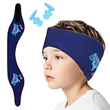 Schwimmen Stirnband Kinder,Neopren Schwimmband,Kopfband Haarband mit Hohe Elastizität und Klettverschluss Ohrenschutz Band Ohren Schutz Wasserdichtes Kopfband für Kinder (Versteckt blau-1, S)