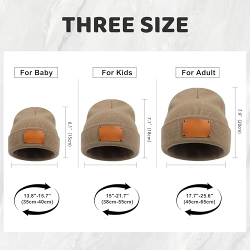 Custom Baby Beanie Winter Hat Personalized Baby Knit Hats Leather Patch Infant Beanie for Baby Kids Adults4