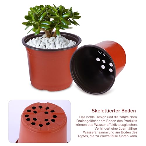 Lunyloer Donice do uprawy, 120 sztuk plastikowych doniczek, okrągłe, donice do uprawy owoców ogrodowych, warzyw, roślin kwiatowych, kolor pieprz (10 cm)