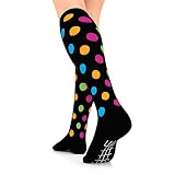 Go2 Compression Socks for Men Women Nurses Runners| Medium Compression Stockings… (Black W/Polka Dot 16-22 mmHg, Small)