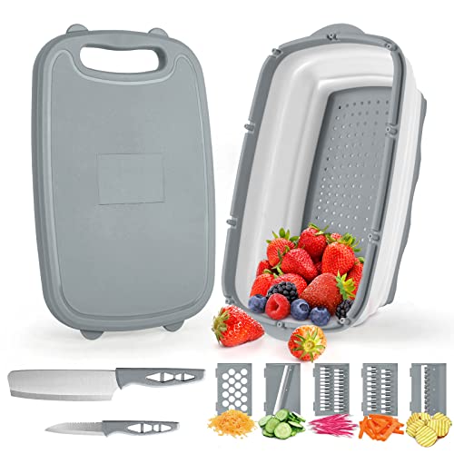 Image for Gintan Camping Cutting Board, 9-in-1 Collapsible Chopping Board with Colander