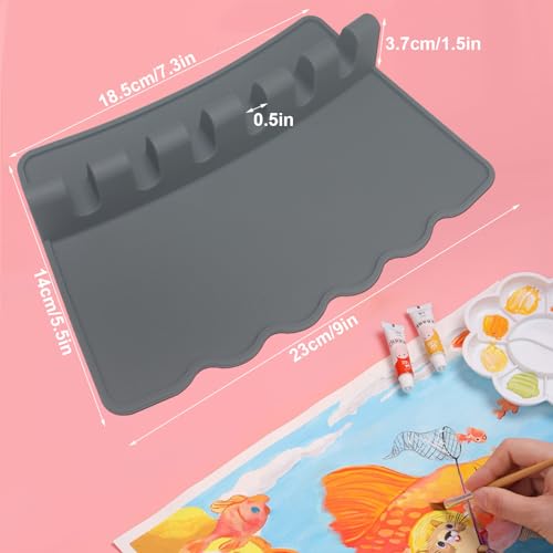Image of 2 Packs Silicone Paint Brush Holders Paint Brush Organizer Large Paint Brush Stand Rest with 6 Slots for Watercolor Oil Acrylic Painting Brushes