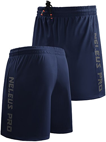 Neleus Men's 7" Workout Running Shorts With Pockets,6056,2 Pack,Black,Navy Blue,Us Xl,Eu 2Xl #TOP6