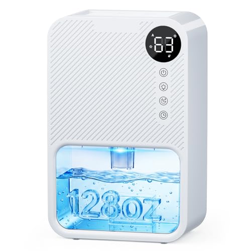Dehumidifier,128oz Visible Water Tank 1000 sq.ft Dehumidifier for Home – Quiet Portable Unit with 24-Hour Timer, Auto Shut-off, Sleep Mode & 7-Color Night Light for Bathroom, Bedroom, Basement, RV