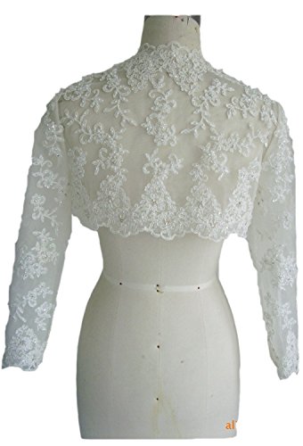 EllieHouse Women's Lace Wraps Wedding Bridal Bolero Jacket With Pearls WJ162