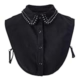 Conception délicate:la couleur noire peut s'assortir à de nombreux costumes de couleurs différentes. Les fausses perles à pois sur le bas rendent vos vêtements plus élégants et stylés. Avec ce faux col, vous pouvez deux styles totalement différents avec un seul costume