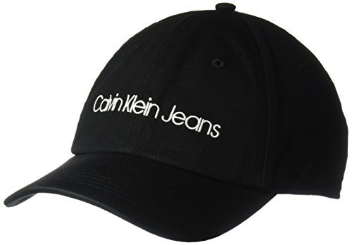 Calvin Klein Jeans Men's Washed Twill Baseball Dad Hat, Black, One Size
