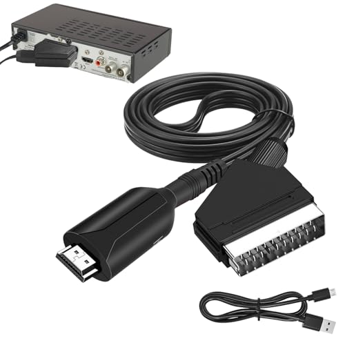 DONOONIS Cable Peritel HDM1, Adaptateur Péritel vers HDM1 Tout en Un vers 1080p/720p avec Câble pour Ecran TV HD, Projecteur STB, VHS, Xbox, PS3, Sky Blu-Ray...