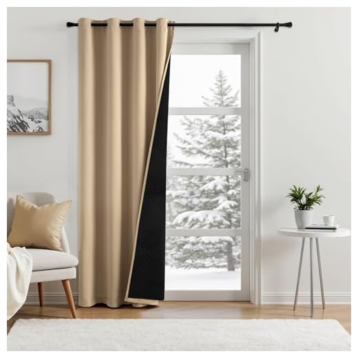 MIULEE Vorhänge Blickdichte Doppellagige Thermovorhang Gegen Kälte und Hitze, Dicker Lärmschutz Kälteschutz Türvorhang, Gardinen Ösen Verdunkelung Wind Winter, 245x132(HöhexBreite), Beige, 1 Stück