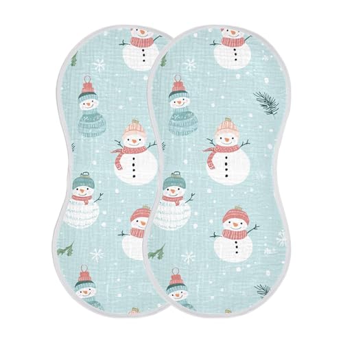 2 Pack Baby Burp Cloths, Soft Absorbent Burping Cloths for Babies, Cotton Milk Spit Up Rags, Large Size for Newborns, Baby Boys and Girls (Festive Cartoon Print)2