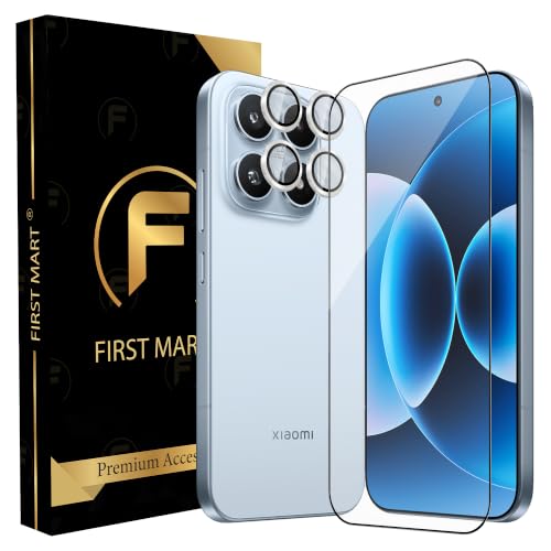 Image of FIRST MART Tempered Glass for Xiaomi 17 5G with Silver Camera Ring Guard & Installation Kit | HD Clear Edge-to-Edge Screen Protector, Scratch Resistant, Case-Friendly | Pack of 1