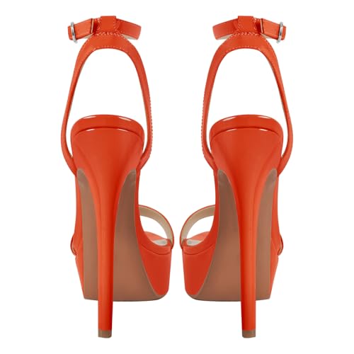Image of Platform Stiletto High Heels for Women, Round Open Toe Ankle Strap Sexy Heeled Sandals for Wedding Party Dress