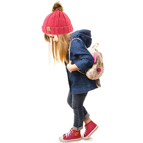 C.C Toddler Sherpa Fuzzy Lining Baby Beanie Hat for Kid Chunky Knitted with Pom Pom for Boys Girls Ages 2-5 Years4