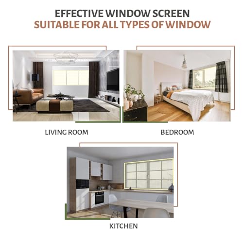 Image of TurtleGrip Customizable Window Mosquito Net - Beige, [Size: 90x120 cm / 35.43x47.24 in / 2.95x3.94 ft] | 120 GSM Fiberglass Mesh with Hook & Loop, Easy Installation