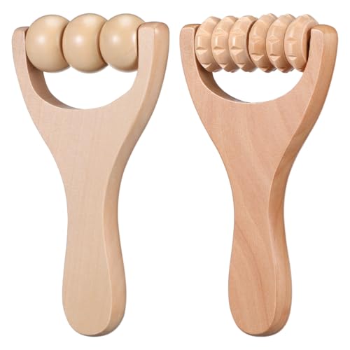 Healvian Holz Massageroller Für Nacken Schulter Rücken Und Füße Ergonomisches Akupunktmassagegerät Kompakt Zur Faszienmassage Und Muskelentspannung Für Zuhause Und Unterwegs